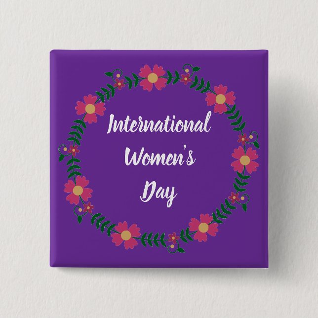 Purple Modern Womens Day Custom Size 2 Inch Square Button (Front)