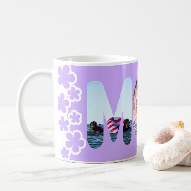 Purple Mom Personalized Photo Coffee Mug (With Donut)