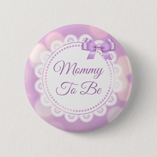 Purple Mom to be Baby Shower 2 Inch Round Button (Front)