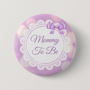 Purple Mom to be Baby Shower 2 Inch Round Button