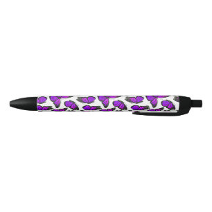 Purple Monarch Butterfly Pattern Black Ink Pen