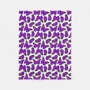 Purple Monarch Butterfly Pattern Fleece Blanket