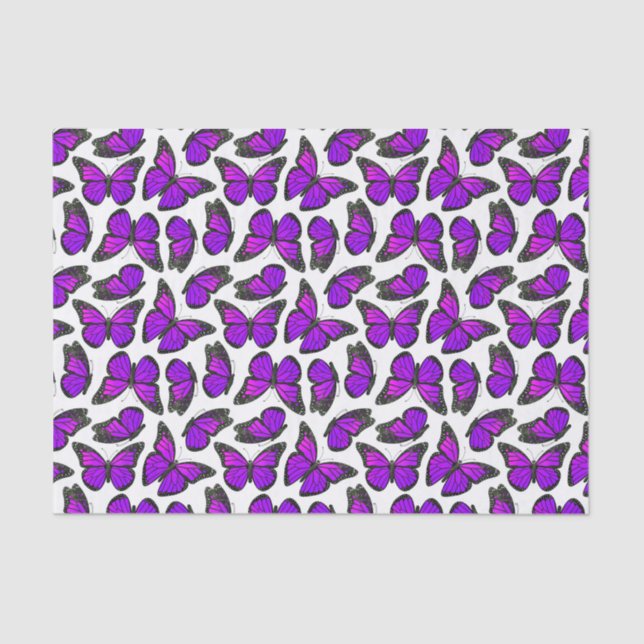 Purple Monarch Butterfly Pattern Tissue Paper (Front)