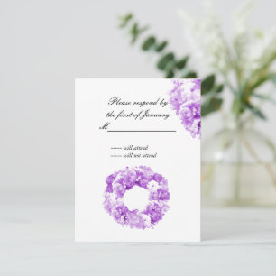 Purple Monochromatic Wreath of Florals Reply Card