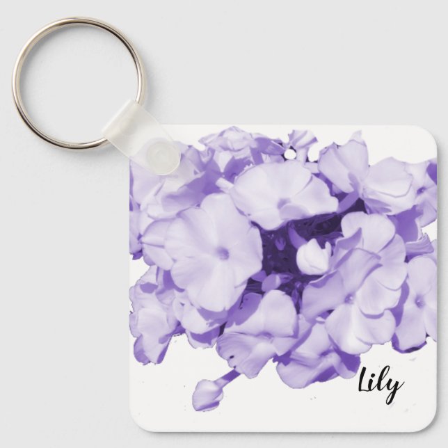 Purple Monochrome Personalized Bridesmaid Keychain (Front)