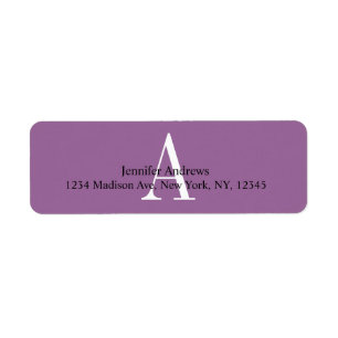 Purple Monogram A Return Address Labels
