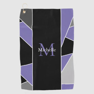 Purple Monogram Abstract Geometric Ladies Golf Towel