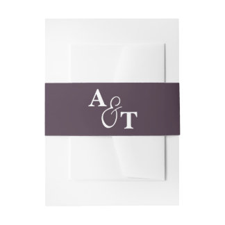 Purple Monogram Ampersand Personalized Wedding Invitation Belly Band