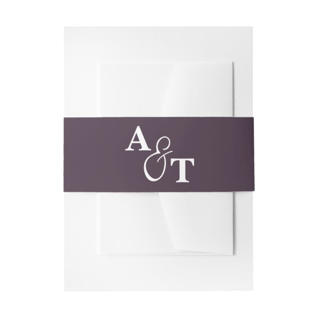 Purple Monogram Ampersand Personalized Wedding Invitation Belly Band (Front Example)