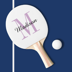 Purple Monogram and Name Personalized Ping Pong Paddle