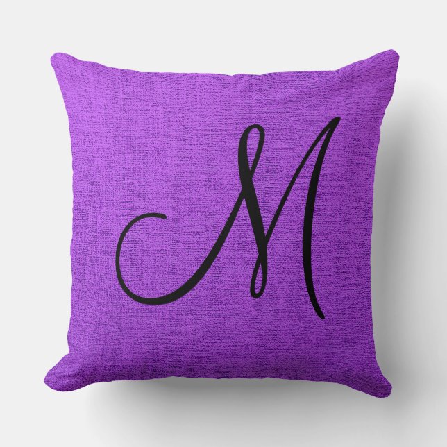 Purple Monogram Canvas Look Throw Pillow (Front)