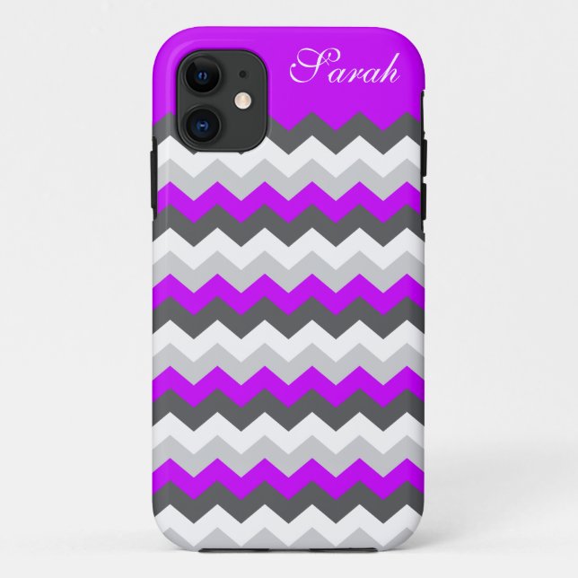 Purple Monogram Chevron ZigZag - Pick Your Colour! Case-Mate iPhone Case (Back)
