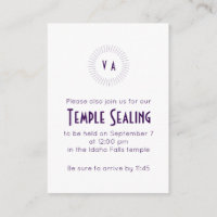 Purple Monogram Circle Temple Sealing Invitation