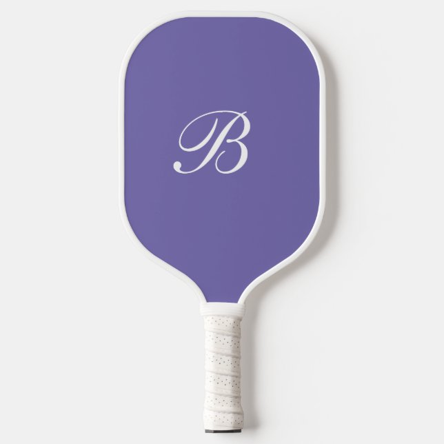 Purple Monogram Elegant Script  Pickleball Paddle (Front)
