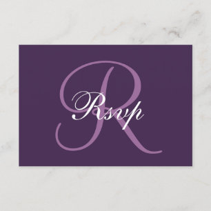 Purple Monogram Elegant Wedding RSVP Card