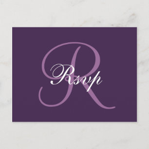 Purple Monogram Elegant Wedding RSVP Postcard
