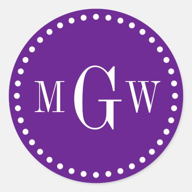 Purple Monogram Envelope Seals Favour Tags (Front)