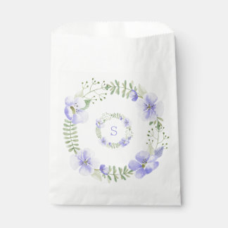 Purple Monogram Floral Watercolor Elegant Wedding Favour Bag
