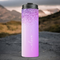 Purple Monogram Glitter Sparkle Girly Script