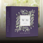 Purple Monogram Greenery Wedding Photo Album Binder<br><div class="desc">Botanical watercolor greenery monogram initials purple wedding photo binder. Personalize with your monogram initials,  special date,  and name to create a beautiful elegant binder that is unique to you. Designed by Thisisnotme©</div>