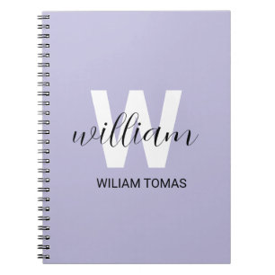 Purple Monogram Initial Aesthetic Gift notebook