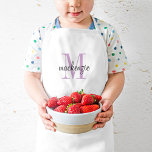 Purple Monogram Initial and Name Personalized Kids Apron<br><div class="desc">Custom designed child's apron, perfect for your little chef in training! Personalize it with her monogram name and initial or other custom text. Click Customize It to change fonts and colours or add more text or images to create a special one of a kind gift. Also available in adult sized...</div>