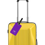 Purple monogram initials luggage tag<br><div class="desc">A purple coloured background. Personalize and add your monogram letters and full name on the front. Your contact information on the back.</div>