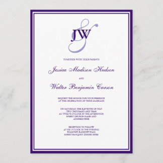 Purple Monogram Invitation