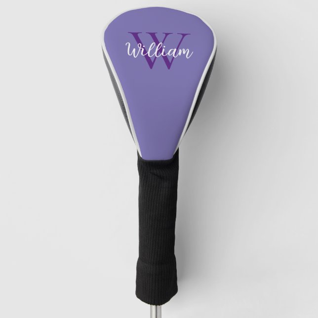 Purple Monogram Name Personalized Golf Head Cover (Front)