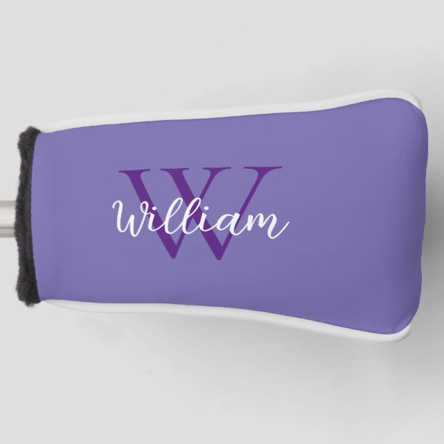 Purple Monogram Name Personalized Golf Head Cover (Front)