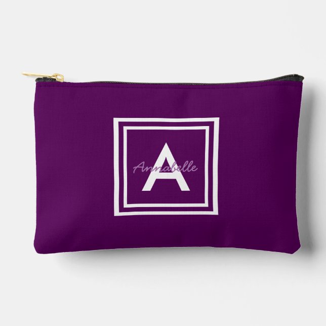 Purple Monogram Personalized Accessory Pouch (Front)