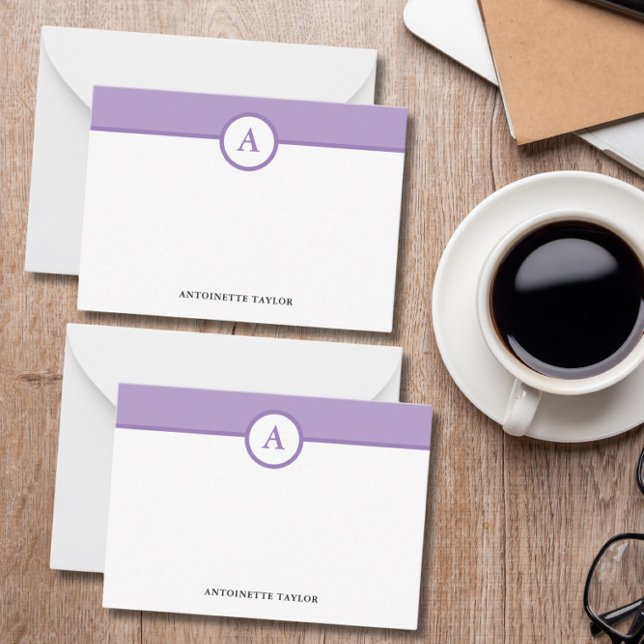 Purple Monogram Personalized Note Cards (Creator Uploaded)