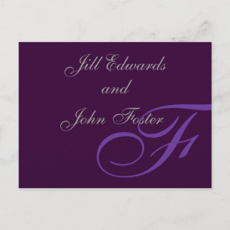 Purple Monogram Save the Date Announcement Postcard