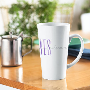 Purple Monogram Soft Grey i'm a survivor 17oz Latte Mug