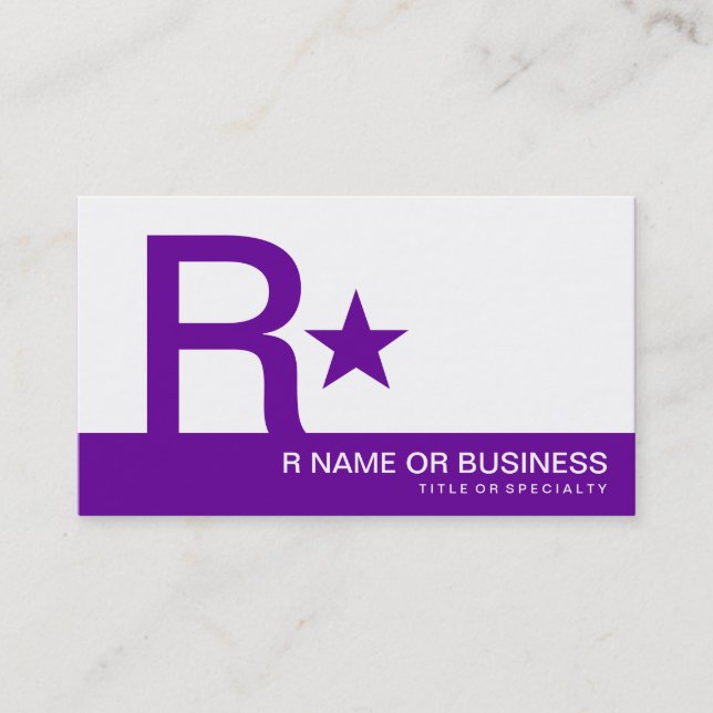 purple monogram star business card (Front)