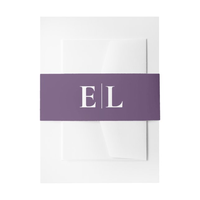 Purple Monogram Wedding Invitation Belly Band (Front Example)