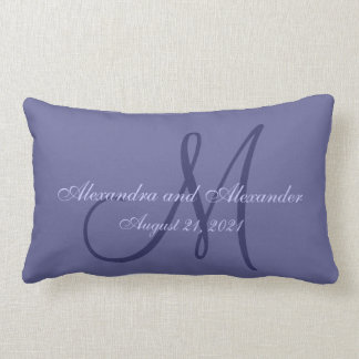 Purple Monogram Wedding Lumbar Pillow