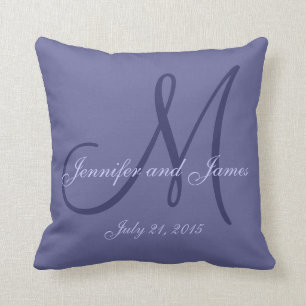 Purple Monogram Wedding Throw Pillow