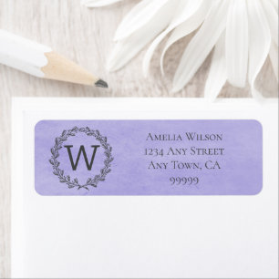 Purple Monogram Wreath Address Label