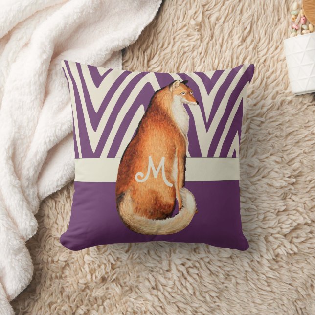 Purple Monogramed VINTAGE Fox Pillow (Blanket)
