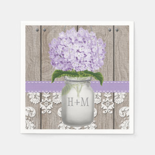 Purple Monogrammed Hydrangea Mason Jar Napkin