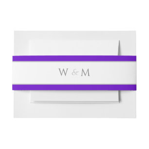 Purple Monogrammed Silver Font Wedding Invitation Belly Band