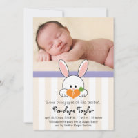 PURPLE MONOGRAMMMEE BUNNY RABBIT FAIRE-PART DE NAI