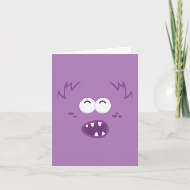 Purple Monster Face Note Card (Front)