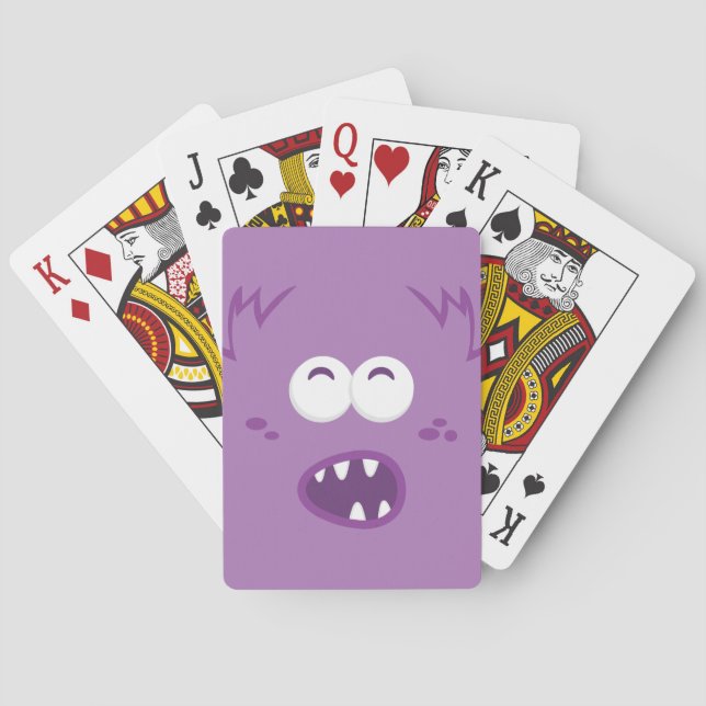 Purple Monster Face Playing Cards (Back)