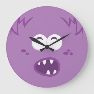 Purple Monster Face Wall Clock