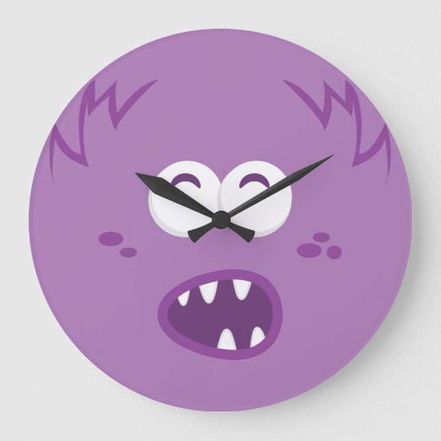 Purple Monster Face Wall Clock (Front)
