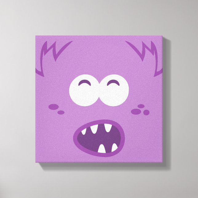 Purple Monster Face Wrapped Canvas (Front)