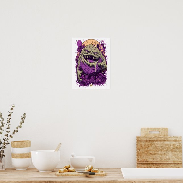 Purple Monster Horror Comic Art Poster (Kitchen)