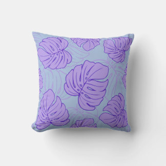Purple Monstera Leaves Throw Pillow